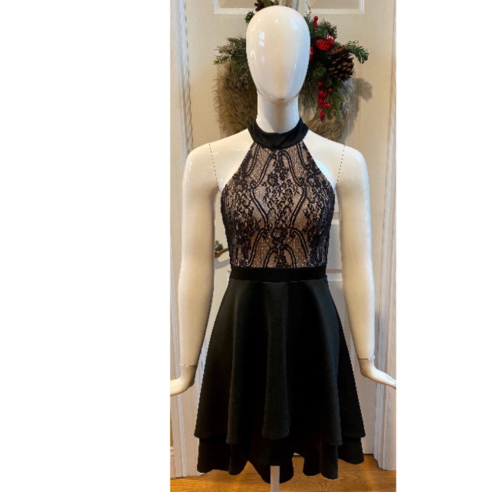 City Triangles - Black & Nude High-Low Dress